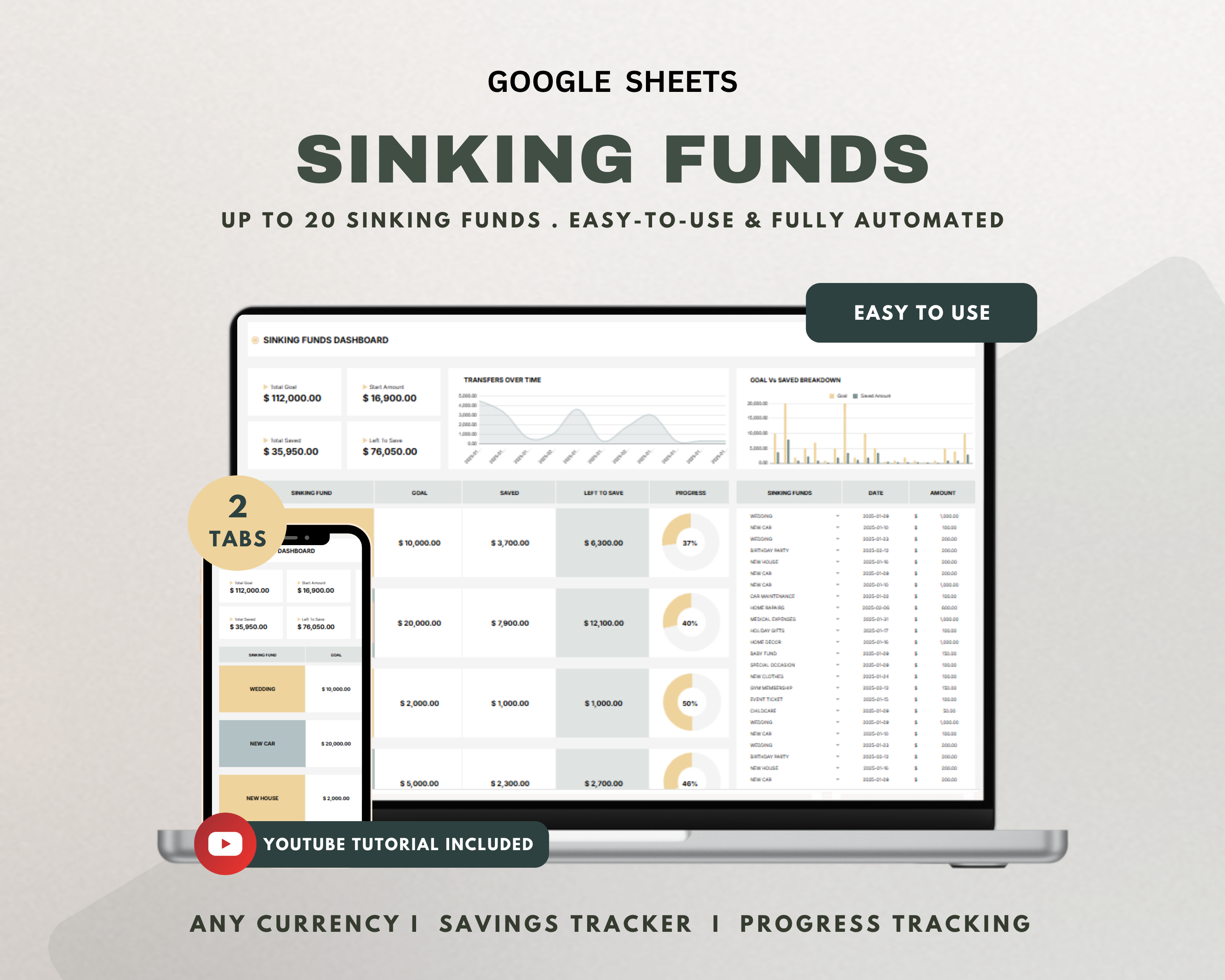 Sinking Funds Tracker Google Sheets Template