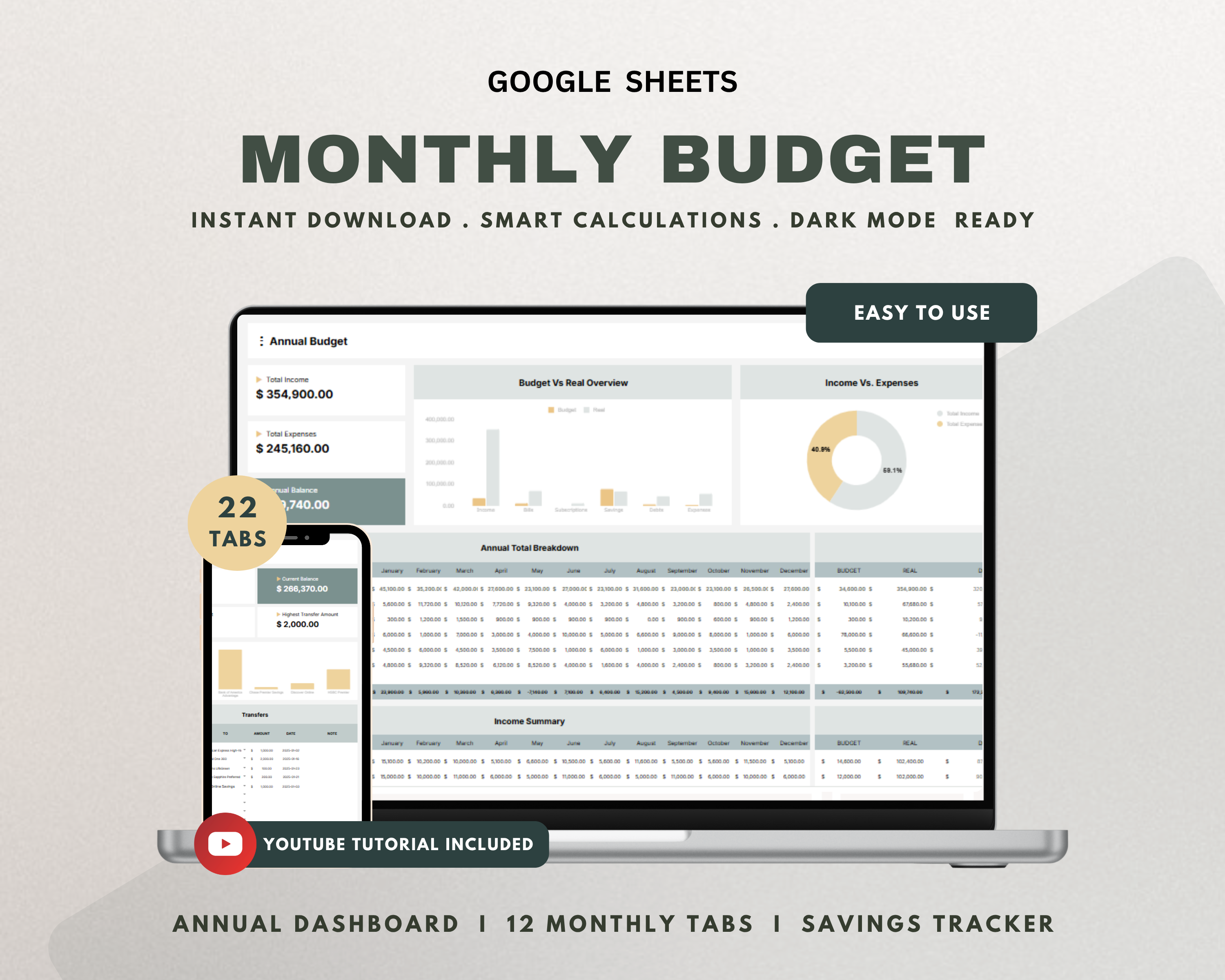 Monthly Budget Google Sheets Template