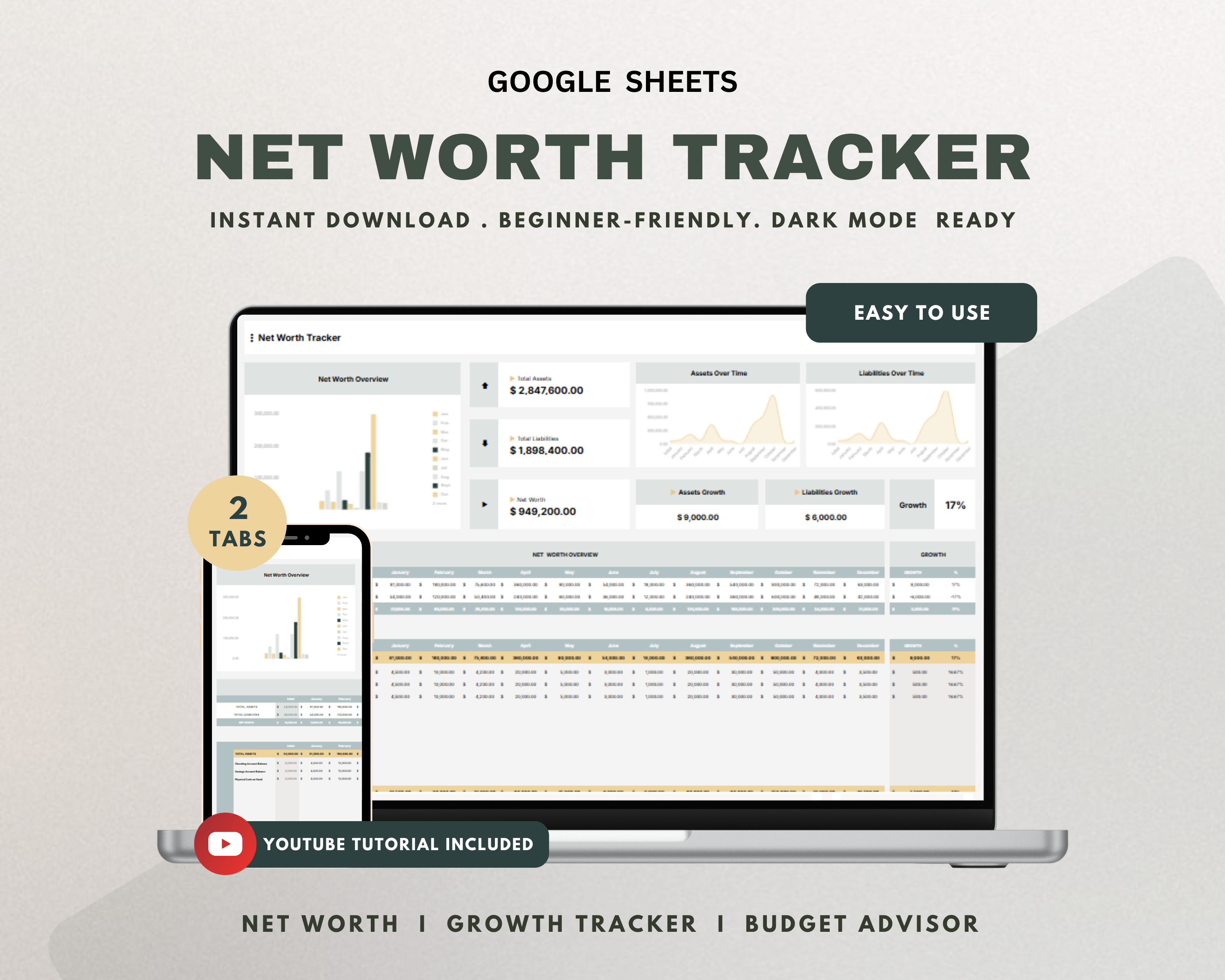 Net Worth Tracker Google Sheets Template