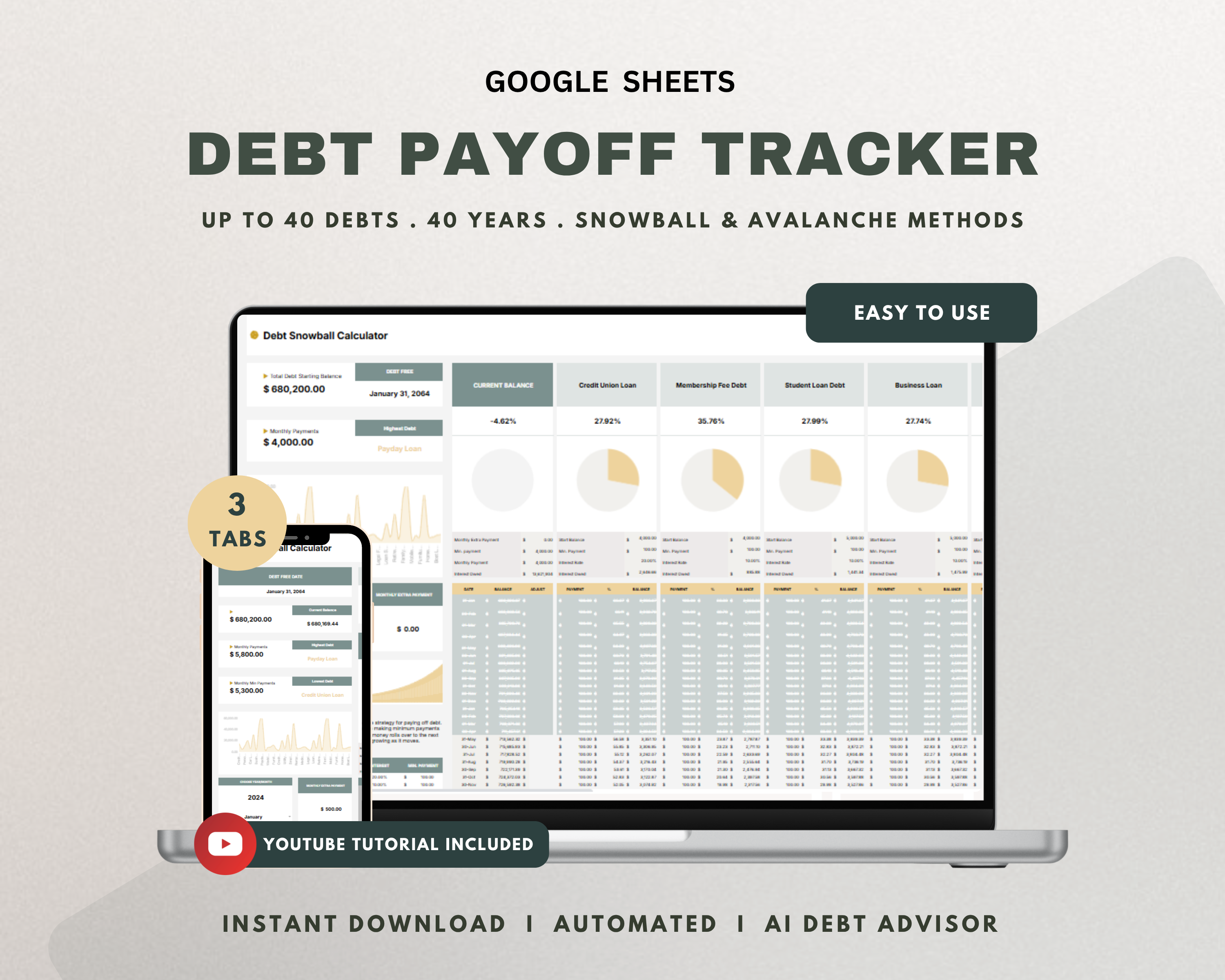 Debt Payoff Calculator Google Sheets Template