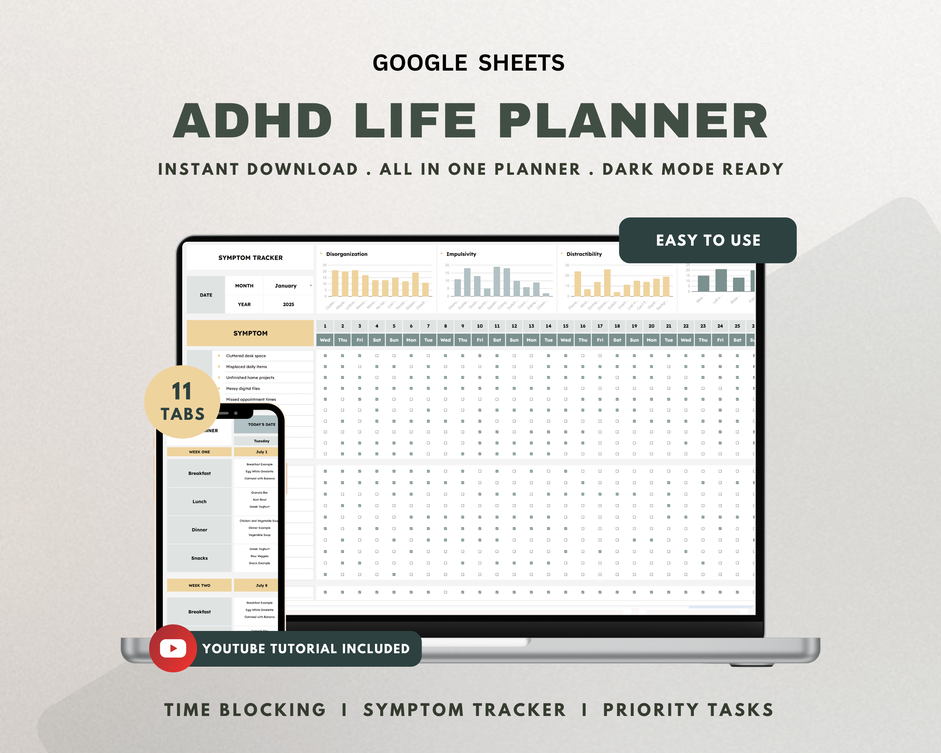 ADHD Planner Google Sheets Template