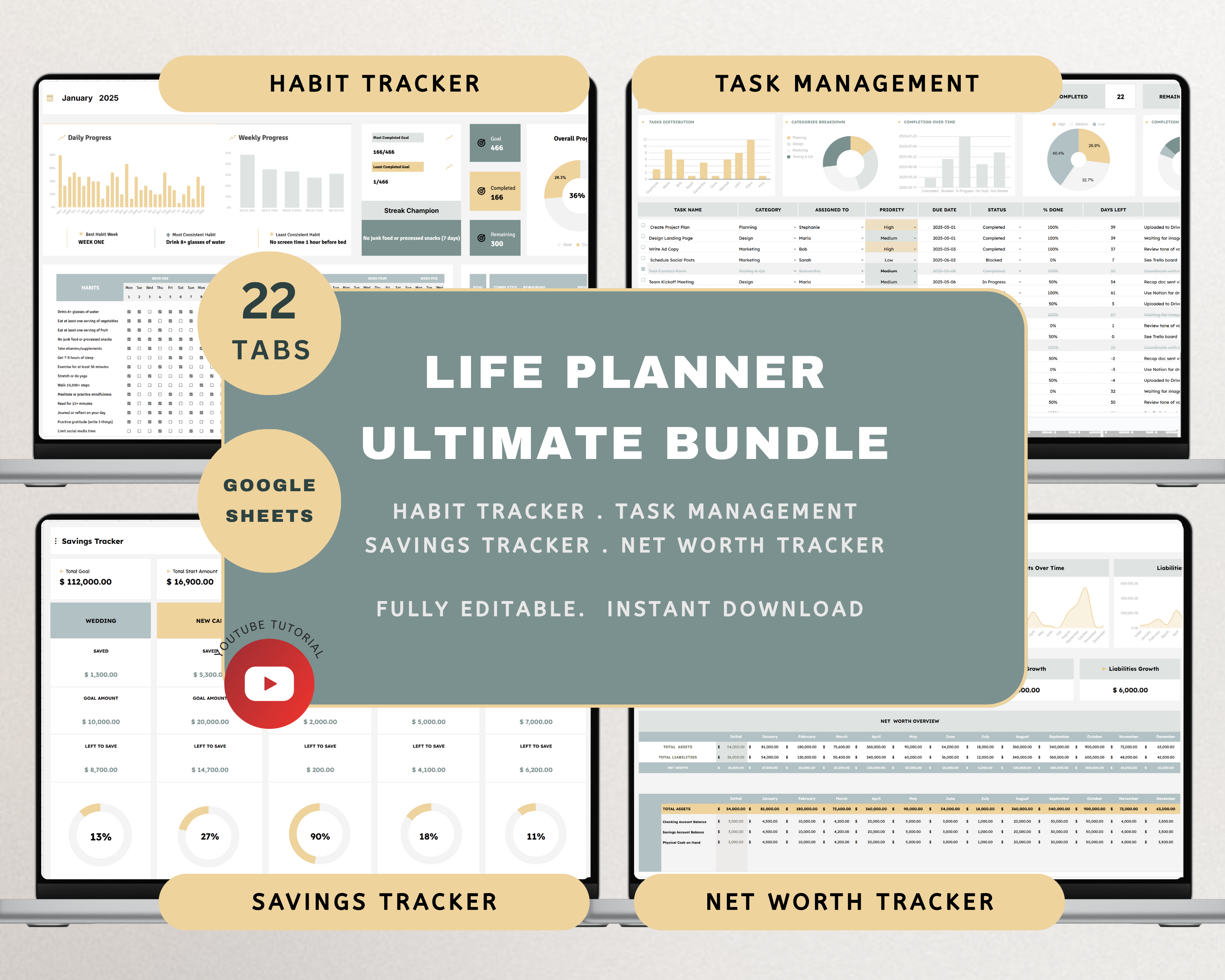 Ultimate Life Planner Bundle Google Sheets Template