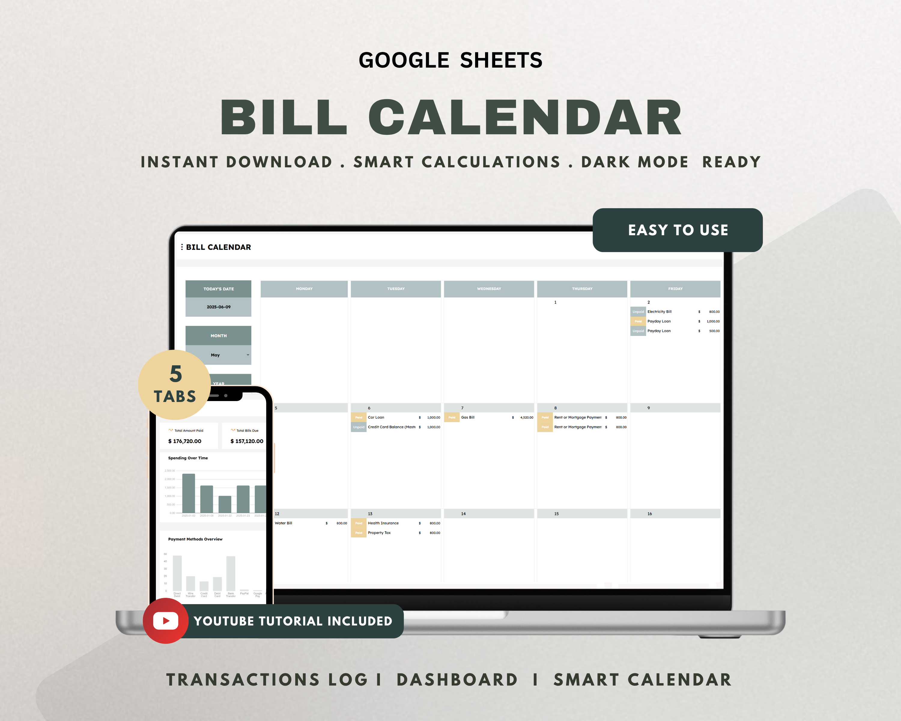 Bill Calendar Google Sheets Template