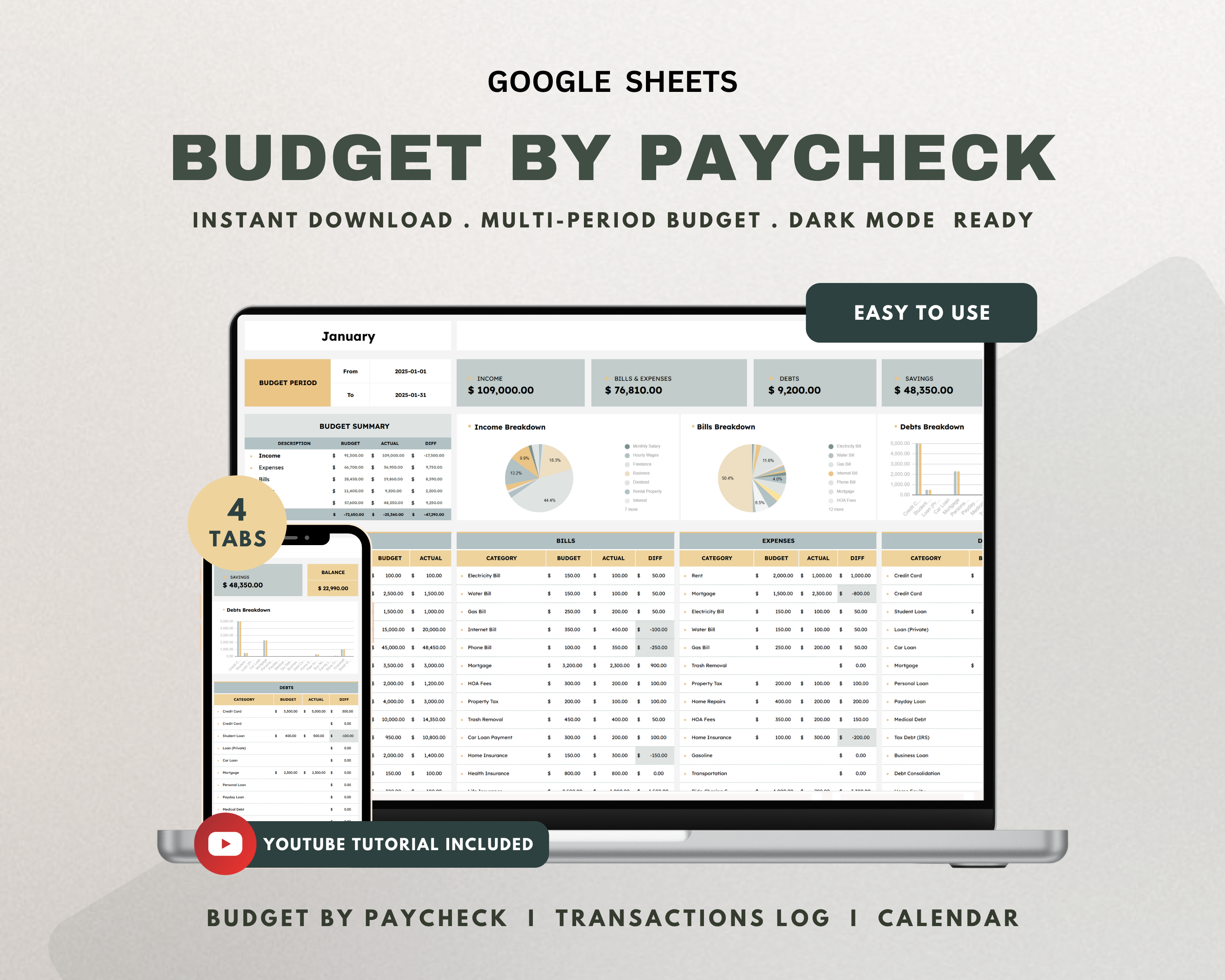 Paycheck Budget Planner Google Sheets Template
