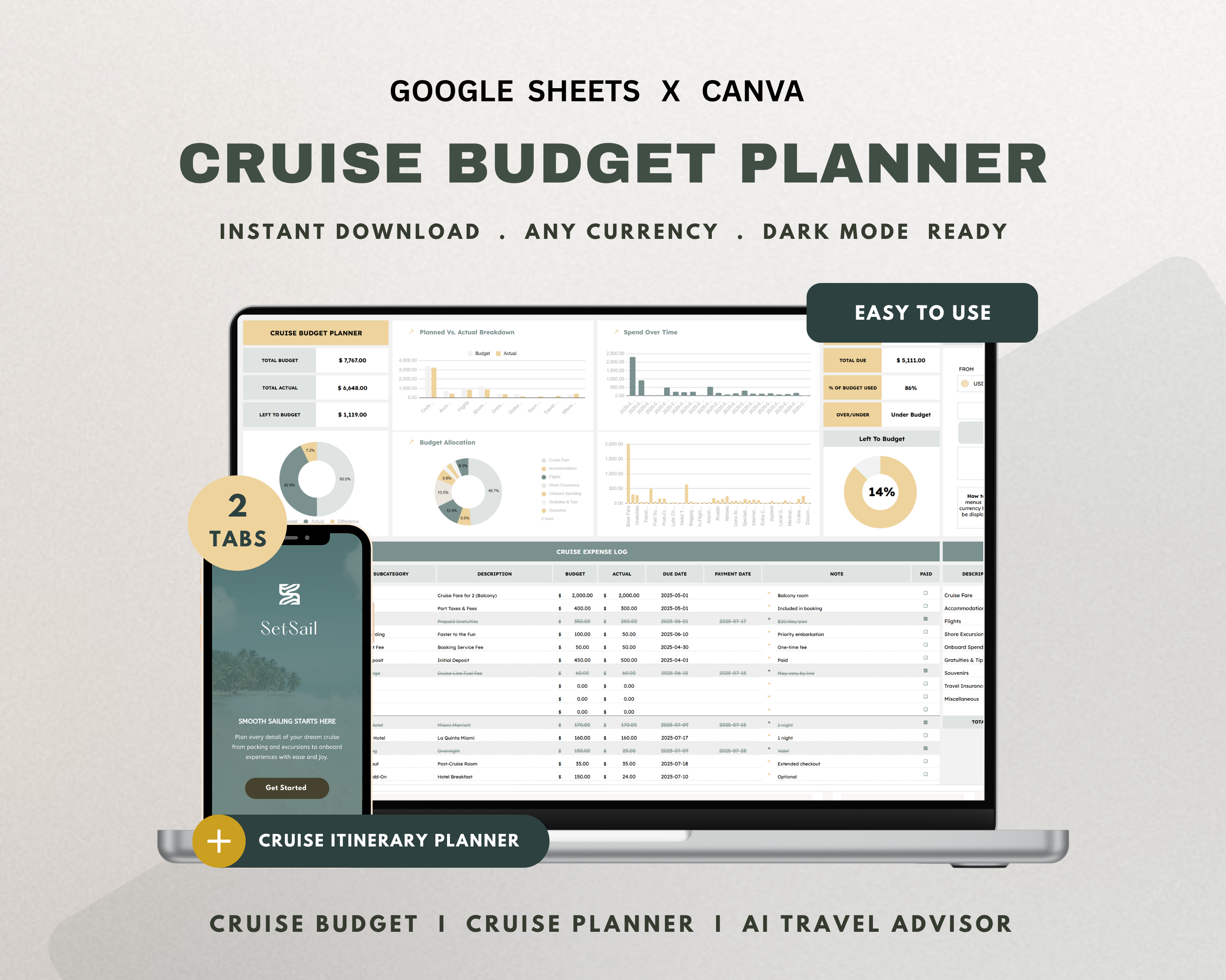Cruise Budget Google Sheets Template