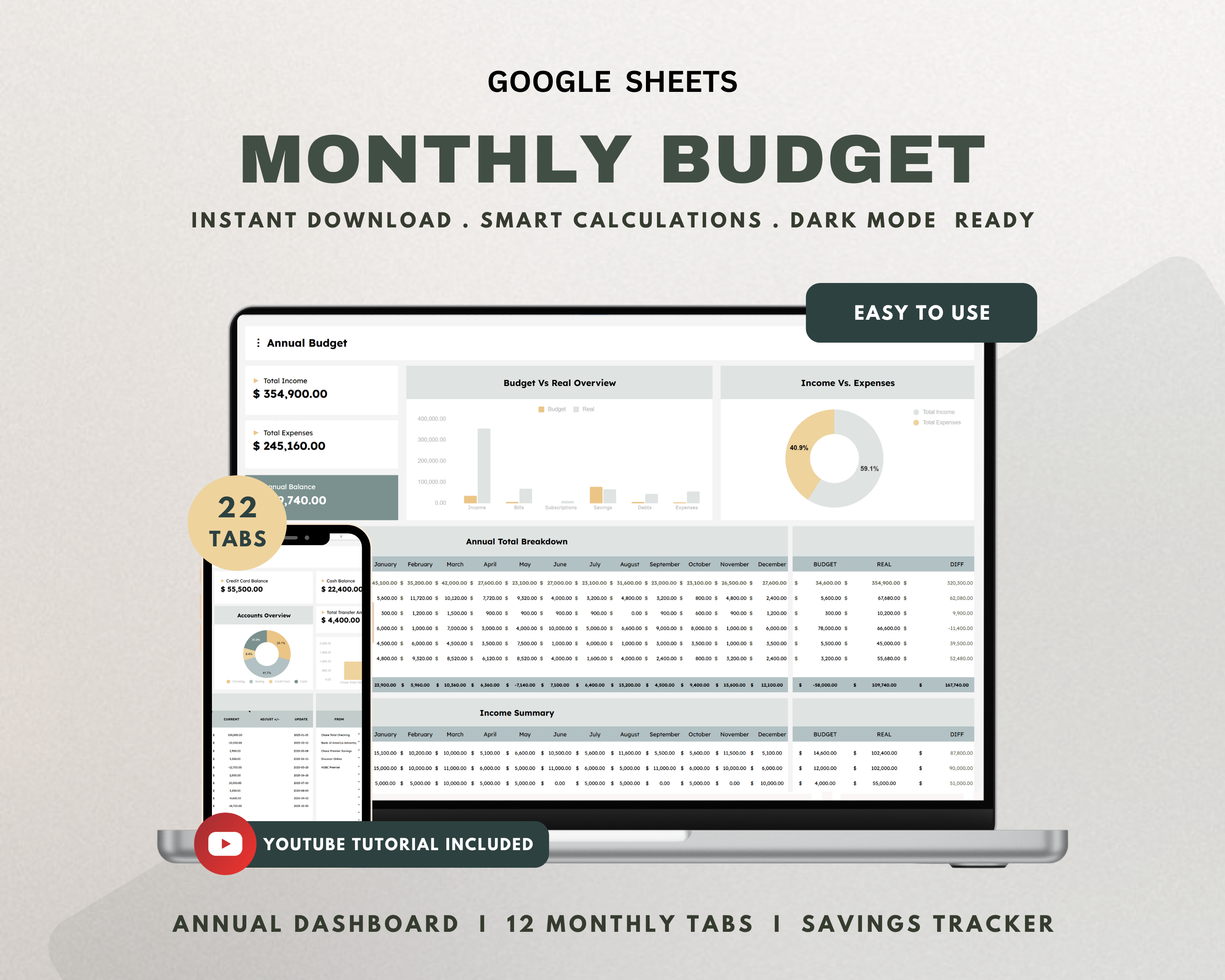Monthly Budget Google Sheets Template