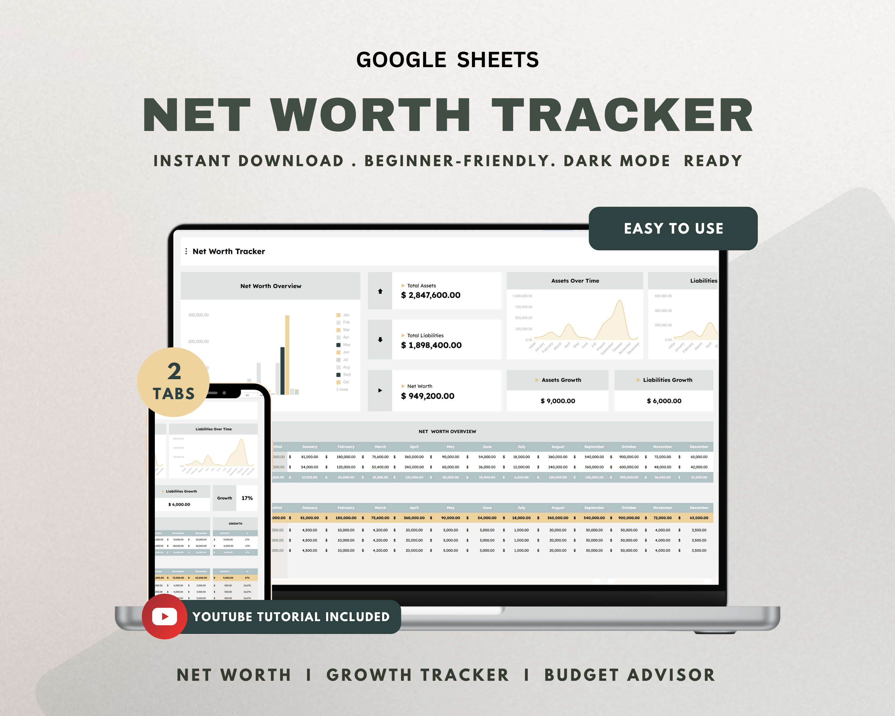 Net Worth Tracker Google Sheets Template