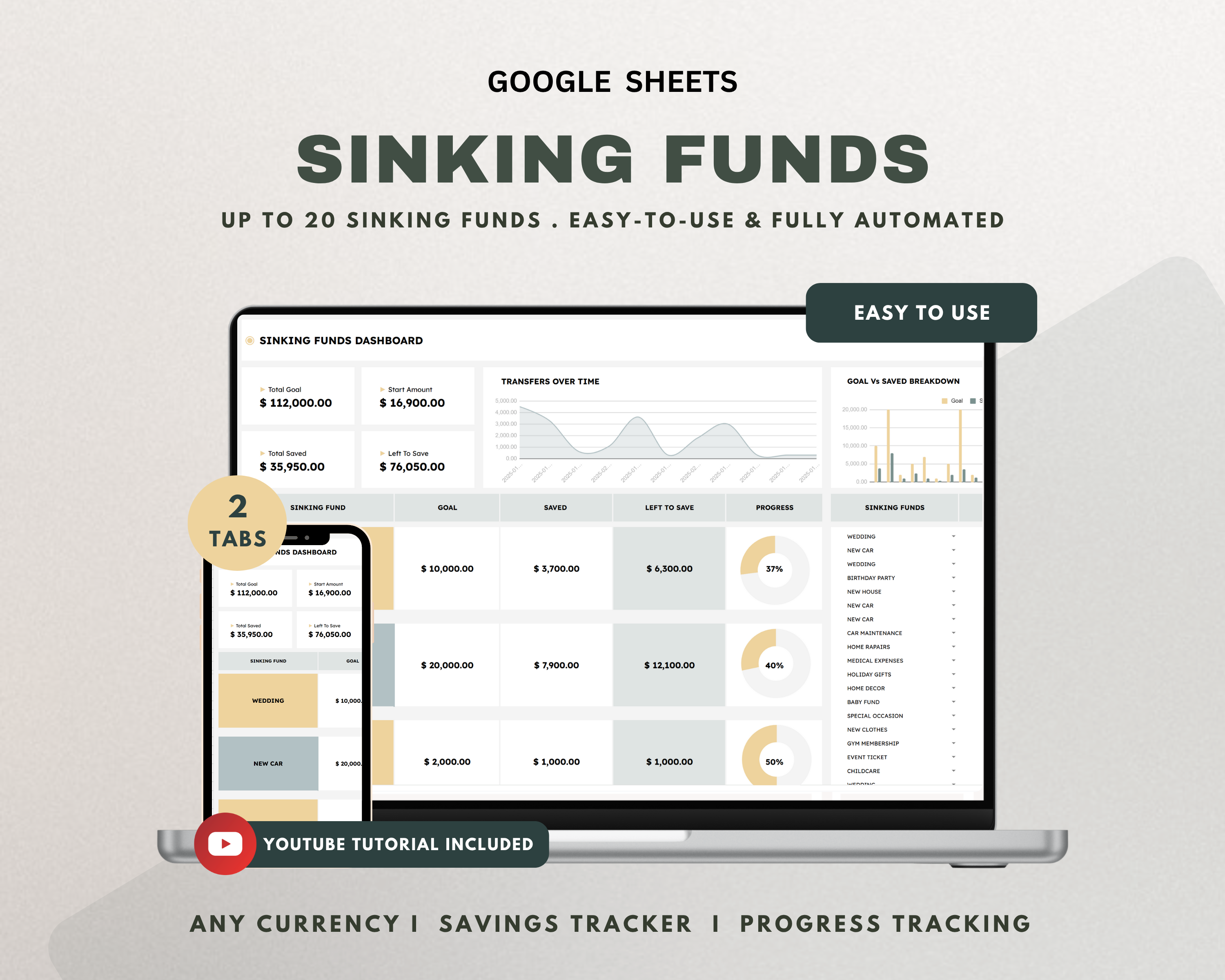Sinking Funds Tracker Google Sheets Template